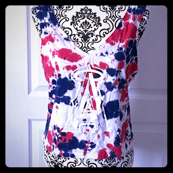 PINK Victoria’s Secret - Los Angeles Angels Tie Dye Crop Top Tank - Picture 1 of 7